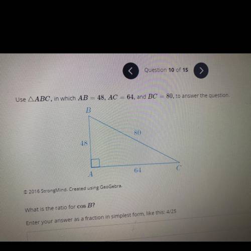 What is the ratio for cos B ?