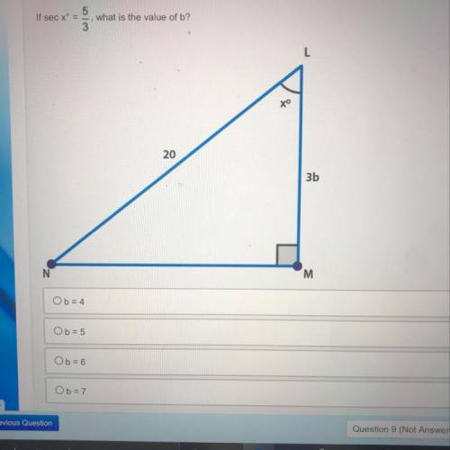 What is the value of b? Ob=4 Ob=5 OD=6 Ob=7