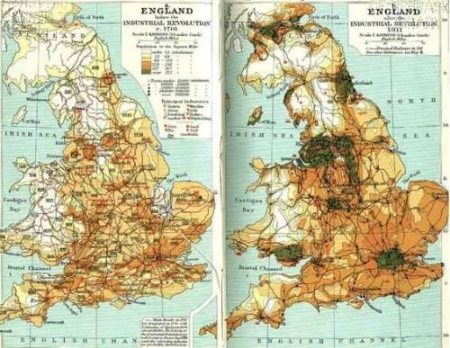 These maps show the population density of England at the start of the 18th and 20th Centuries. Darke