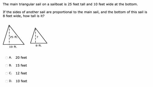 Question 14: Please help, if the sides of another sail are proportional to the main sail, and the bo