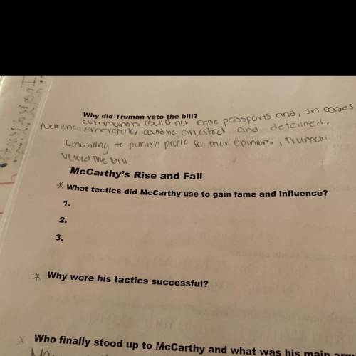 What tactics did McCarthy use to gain fame and influence and list them