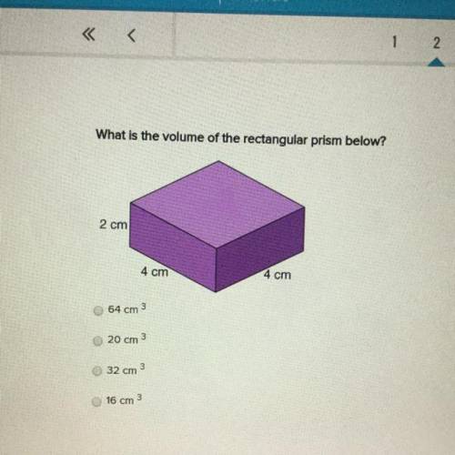 Please help!! What is the volume of the rectangular prism below? 64 20 32 16