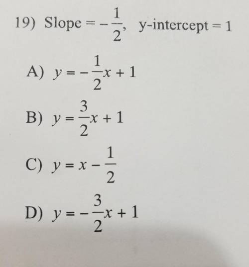 Write the slope-intercept form (y=mx+b) of the equation of the line given the slope and y-intercept.