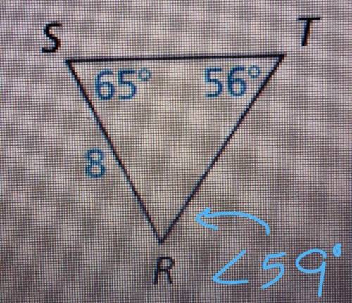 In RST, which is a possibleside length for ST? Select all that apply.(A) 7(B) 8(C) 9 (D) 10