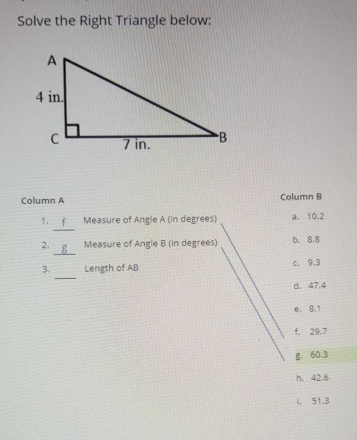 Solve the Right Triangle below: