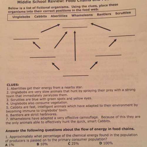 Need help STAT!! Food chains and food webs