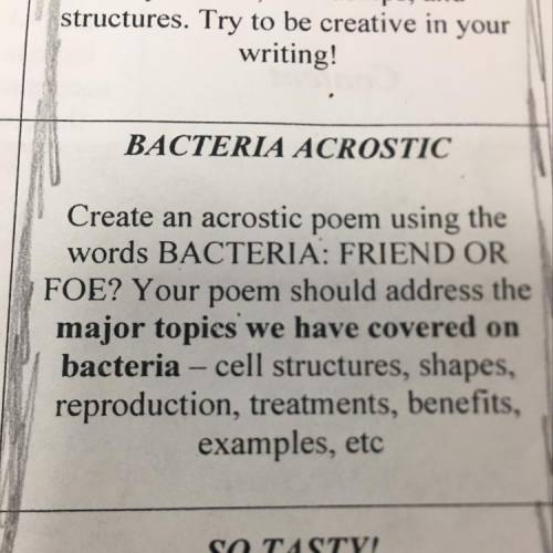 What is a good acrostic poem for BACTERIA: FRIEND OR FOE ?
