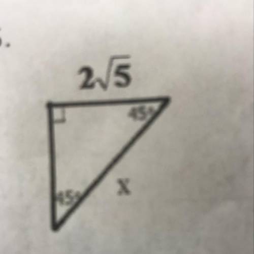 Find the value of x. Show all work and leave answer in simplified radical form.