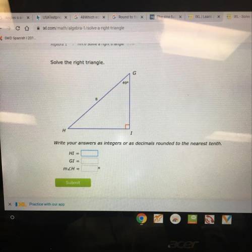 Solve the right triangle HELP