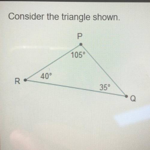 Consider the triangle shown. Which shows the sides in order from longest to shortest? PO RO RP RQ PO