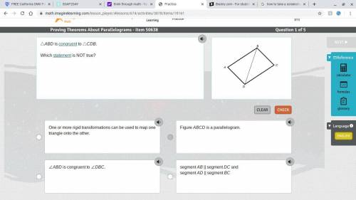 △ABD is congruent to △CDB. Which statement is NOT true?