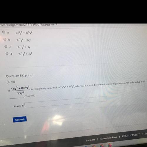 *^%Brainliest 15 pounds Question 5 (2 points) (07.08) 4xy + 8x²,5 is completely simplified to 2xy +