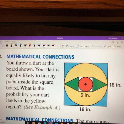 You throw a dart at the board shown. Your dart is equally likely to hit any point inside the square.