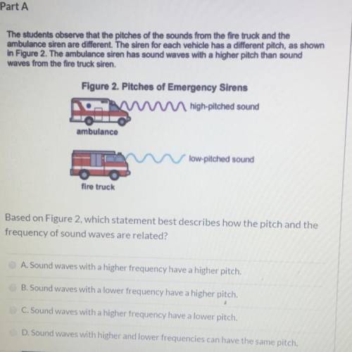 The students observe that the pitches of the sounds from the fire truck and the ambulance siren are