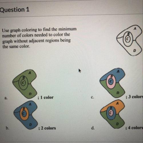 Use graph coloring to find the minimum number of colors needed to color the graph without adjacent r