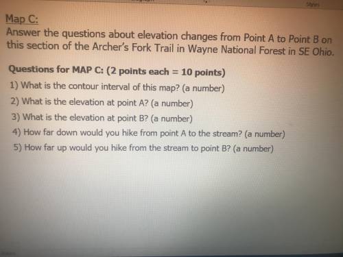 Map B questions for Map B (2 points each= 20 points  Map c as well