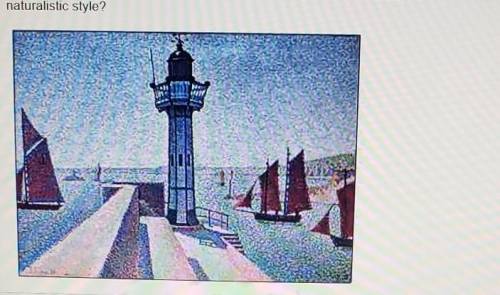 This work of Art by Paul Signac is Titled The Lighthouse of Portrrieux. Write in your own words what