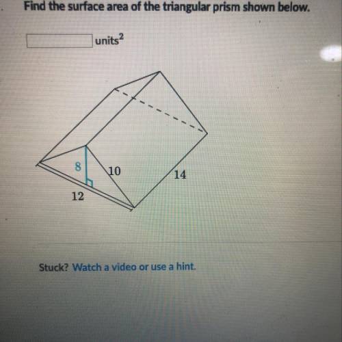 Find the surface area of the triangular prism shown below. I have no idea how to solve this