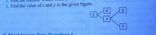 2. Find the value of x and y in the given figure.