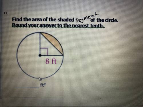 Need help finding the area of the orange shaded segment, please help, everything is appreciated!