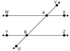 Line WX is parallel to line YZ. If m∠XAB = (2x + 16)° and m∠VAW = 138°, find the value of x. A. 65 B