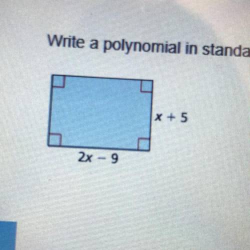 Write a polynomial in standard form that represents the area of the shaded region