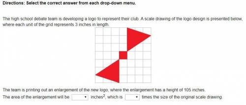 The high school debate team is developing a logo to represent their club. A scale drawing of the log