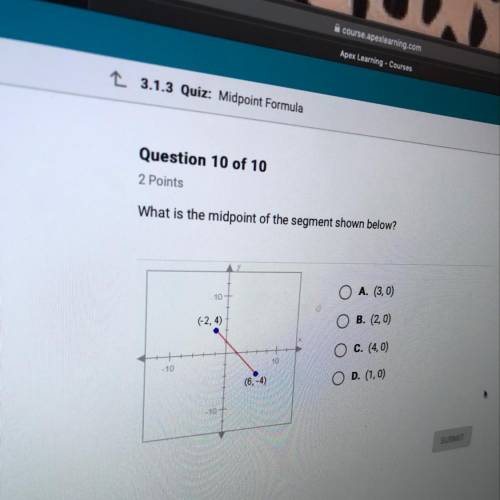 What is the midpoint of the segment shown below?