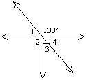 18. Find the measure of each numbered angle. m∠1 = 50°, m∠2 = 90°, m∠3 = 40°, and m∠4 = 50° m∠1 = 50