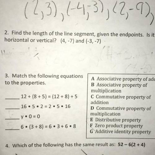 Find the length of the line segment, given the endpoints, Is it horizontal or vertical? (4, -7), (-3