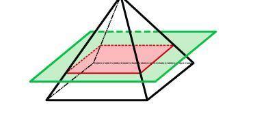 Make a sketch of the cross-section resulting from the slice shown in the right square pyramid below.
