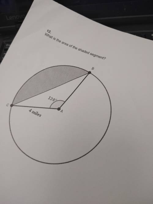 What is the area of the shaded segment