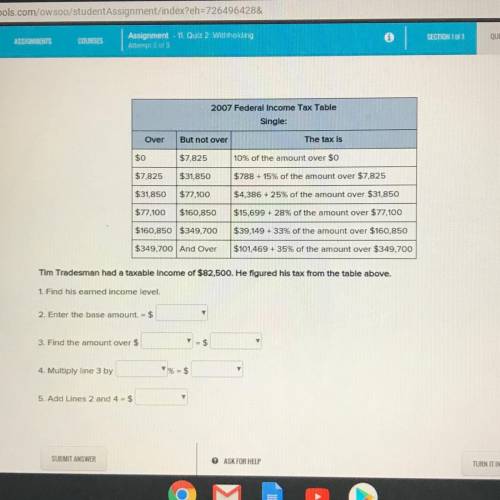 2007 Federal Income Tax Table Single: The tax is Over But not over $0 $7,825 $7,825 $31,850 $31,850