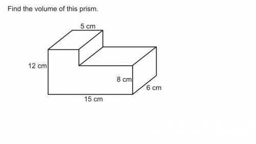 Find the volume of this prism PLZZZ HELPPPPPP MY TEACHER WILL GIVE ONE HOUR DETENTION IF I DIDNOT CO