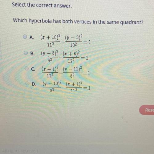 Which hyperbola has both vertices in the same quadrant?