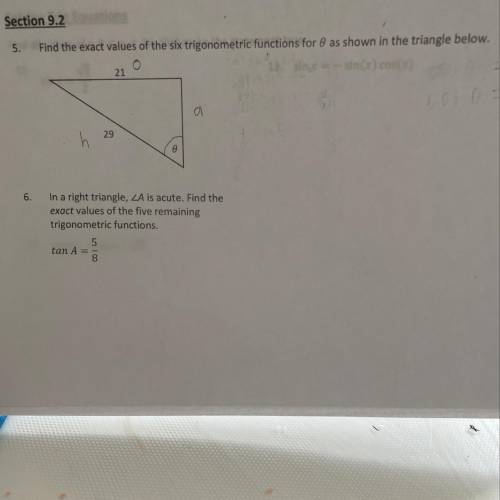 Find the exact values of the six trig functions