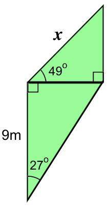 Find the value of the length  x rounded to 1 DP.