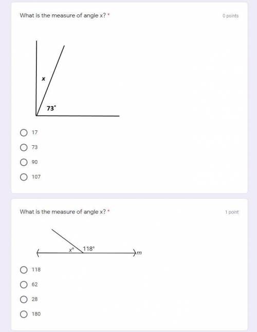1. What is the measure of angle x? 2. What is the measure of angle x?