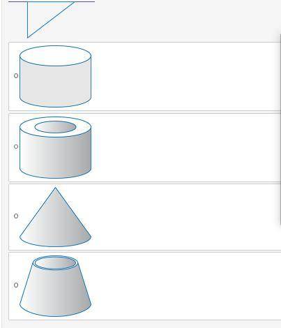 A triangle and a horizontal line are shown. If the triangle is revolved about the horizontal line, w