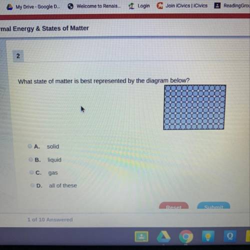 What state of matter is best represented by the diagram below?