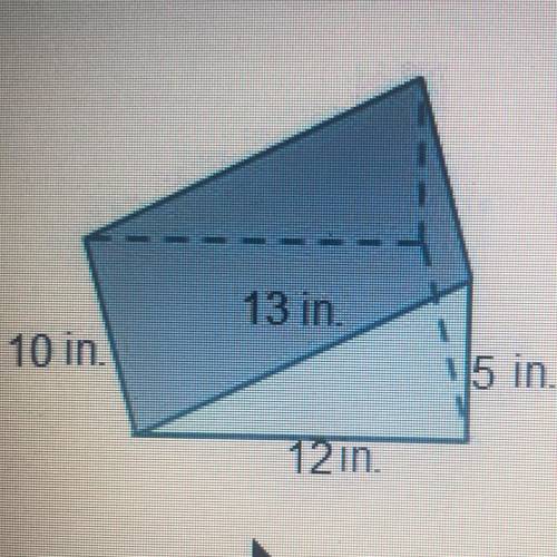 What is the surface area of the prism in square inches? A.300 square inches  B. 360 square inches  C