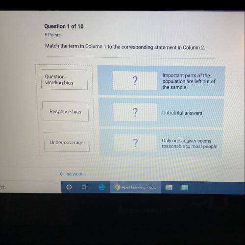 Match the term in Column 1 to the corresponding statement in Column 2.