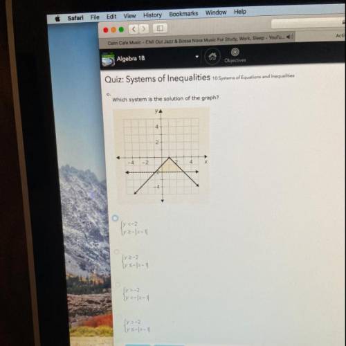 Which system is the solution of the graph? please help asap!