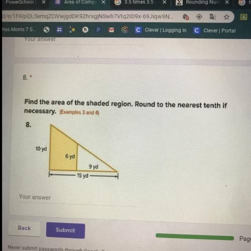 Find the area of the shaded region round to nearest tenth if necessary