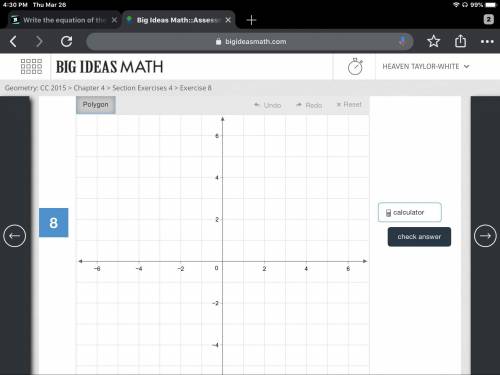 Graph the polygon and its image after a reflection in the line y=3.  What are the coordinates for th