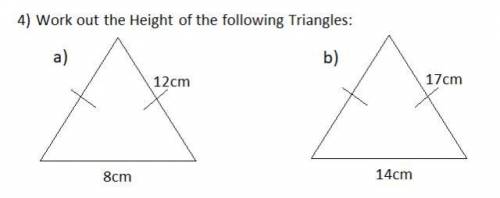 Work out the height of the following triangles