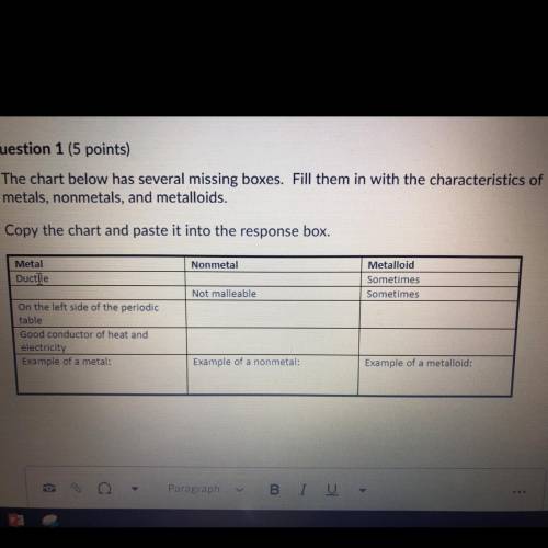 PLEASE HELP 30 POINTS! Please have the info correct.  The chart below has several missing boxes. Fil