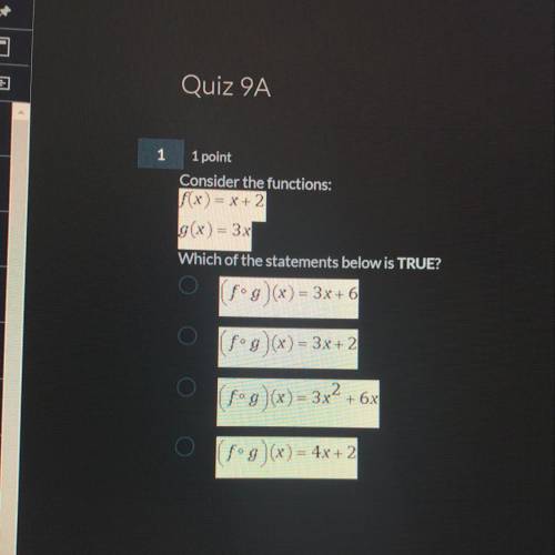 If f(x)=x+2 G(x)=3x Quarantine quiz