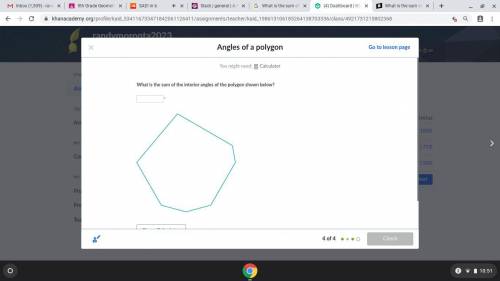 What is the sum of the interior angles of the polygon shown below?