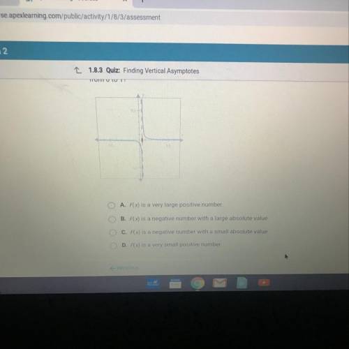 Given the graph of the function Fx) below, what happens to Fx) when x goes from 0 to 1?